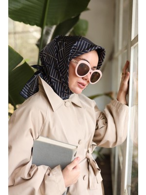 Silk Home Tivil Ipek Eşarp 11447-35  Lacivert  Karışık Desen