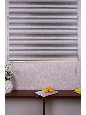 setekshome Gri Kendinden Desenli Etek Dilimsiz Ds 11714-V5 Zebra Stor Güneşlik Perde