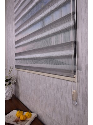 setekshome Gri Kendinden Desenli Etek Dilimsiz Ds 11714-V5 Zebra Stor Güneşlik Perde