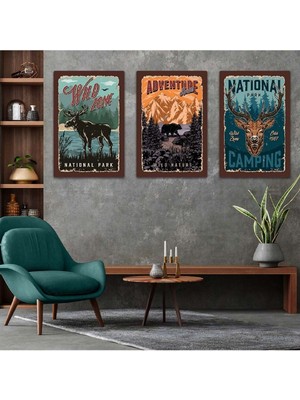 Afiş 3'lü Mdf Tablo Set