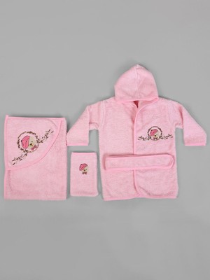 Babyshez %100 Pamuk Bebek  Çocuk Bornoz Havlu Takımı Set 0-2 Yaş