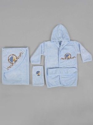 Babyshez %100 Pamuk Bebek  Çocuk Bornoz Havlu Takımı Set 0-2 Yaş