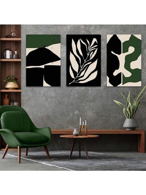 Soyut Desen 3'lü Mdf Tablo Set