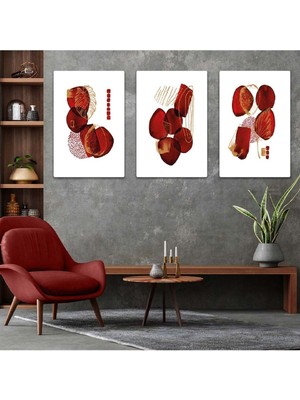 Soyut Desen 3'lü Mdf Tablo Set