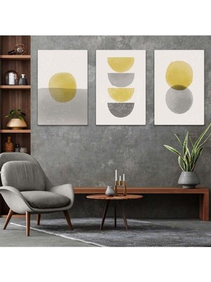 Soyut Desen 3'lü Mdf Tablo Set