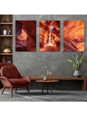 Soyut Desen 3'lü Mdf Tablo Set