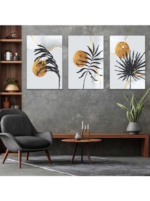 Soyut Desen 3'lü Mdf Tablo Set