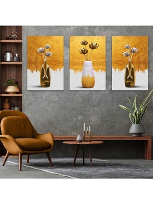 Soyut Desen 3'lü Mdf Tablo Set