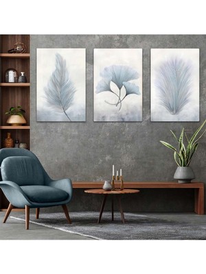 Beyaz Kar Çiçeği 3'lü Mdf Tablo Set