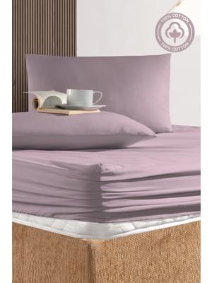 Cemeteks Firuze %100 Pamuk Doğal Tek Kişilik Ranforce Kumaş Lastikli Çarşaf + Yastık Kılıfı Seti /100X200/120X200/ 30CM Yükseklik