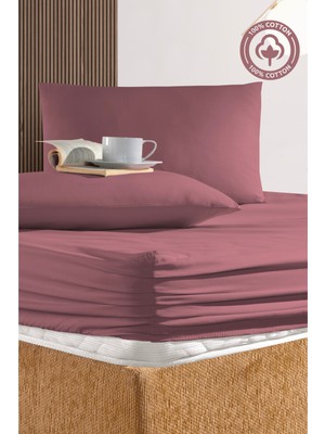 Cemeteks Firuze %100 Pamuk Doğal Tek Kişilik Ranforce Kumaş Lastikli Çarşaf + Yastık Kılıfı Seti /100X200/120X200/ 30CM Yükseklik