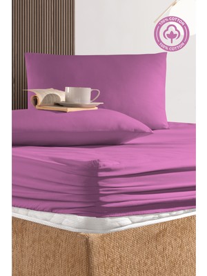 Cemeteks Firuze %100 Pamuk Doğal Tek Kişilik Ranforce Kumaş Lastikli Çarşaf + Yastık Kılıfı Seti /100X200/120X200/ 30CM Yükseklik