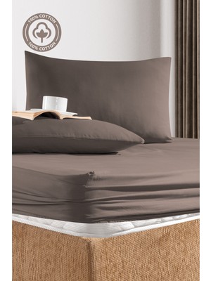Cemeteks Firuze %100 Pamuk Doğal Tek Kişilik Ranforce Kumaş Lastikli Çarşaf + Yastık Kılıfı Seti /100X200/120X200/ 30CM Yükseklik