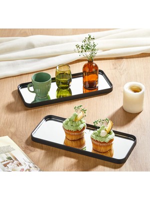 Ustaoğlu Home 2 Li Lüks Plepsi Aynalı Tepsi 15 X 30 Cm