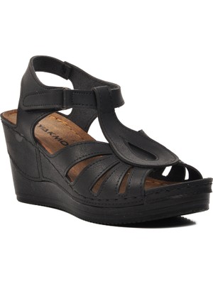 Ayakmod  Siyah Kadın Düz Sandalet