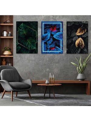 Bitki 3'lü Mdf Tablo Set