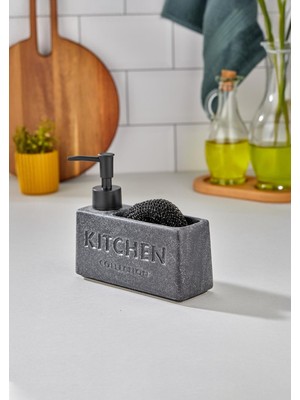 Hometarz Seramik Sünger Hazneli Sıvı Sabunluk - Banyo Mutfak Sıvı Sabunluk Takımı - 350 ml