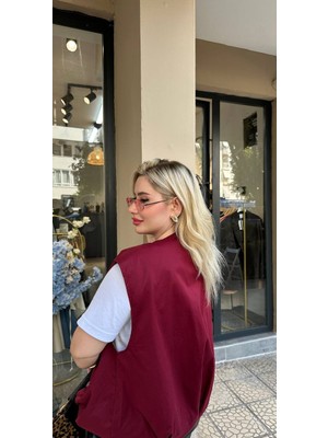 glam Bordo Bomber Ceket