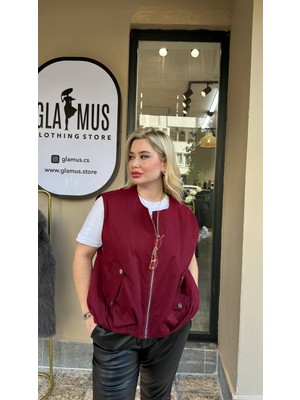 glam Bordo Bomber Ceket