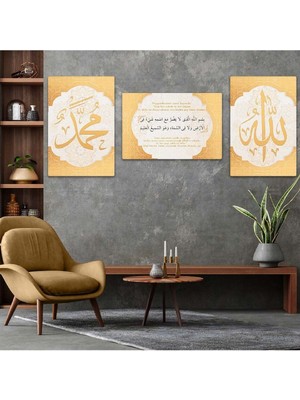 Hadis Dini 3'lü Mdf Tablo Set