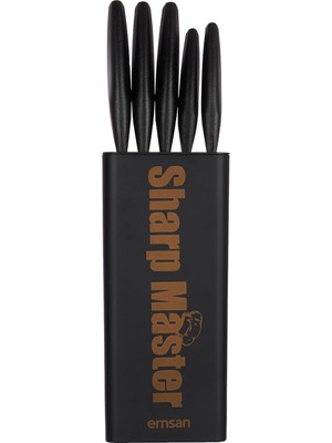 Sharp Master 6 Parça Bloklu Bıçak Seti, Paslanmaz Çelik, Siyah