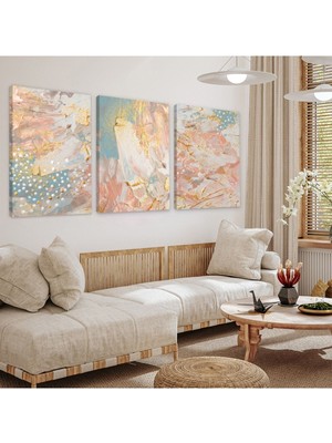 Soyut Desen 3'lü Kanvas Tablo