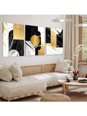 Soyut Desen 3'lü Kanvas Tablo