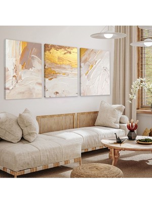 Soyut Desen 3'lü Kanvas Tablo