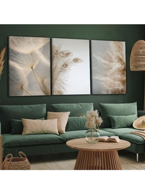 Zevahir Mobilya Dekorasyon Kolaj Çizim 3'lü Kanvas Tablo