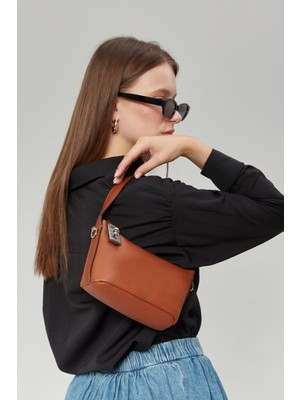 Morpelikan Kadın Süet Mini Çarpraz Zincir Askılı  Omuz Çantası