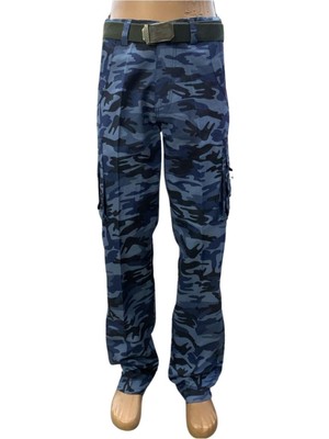 Av Burada Kamuflaj Kargo Cepli Pantolon Mavi