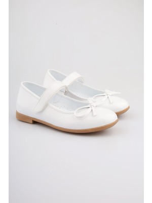Moon Glow Beyaz Renk Kız Çocuk Babet Ayakkabı Fiyonklu Çocuk Babet Kız Çocuk Ortopedik Beyaz Babet