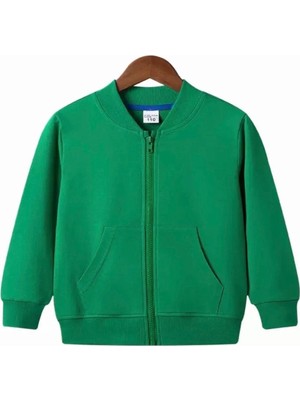 Kids Face Özel Tasarım Kolej Yaka Tam Fermuarlı Şardonlu Kışlık Erkek Çocuk Ceket Sweatshırt