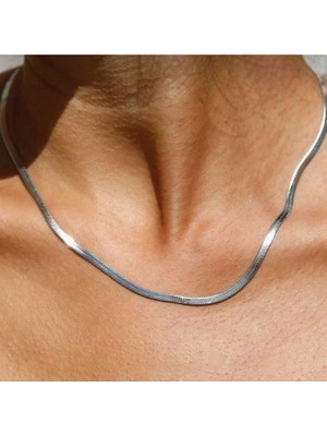 Heppii İtalyan Ezme Çelik Zincir Kolye Silver Renk Çelik Kolye Unisex Ürün