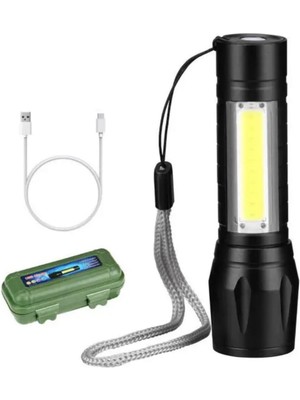 Ledarmy Cata CT-8024 Flaşlı Polis Cep LED El Feneri Taşınabilir Şarjlı Usb-C 3 Fonksiyonlu Işık Lamba