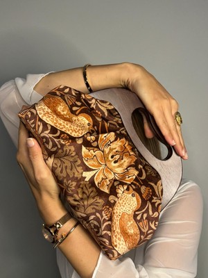 Jophiel Ramaela - William Morris Design, Ahşap Burslu Çanta, Clutch, El Çantası, Kol Çantası, Omuz Çantası, Çanta