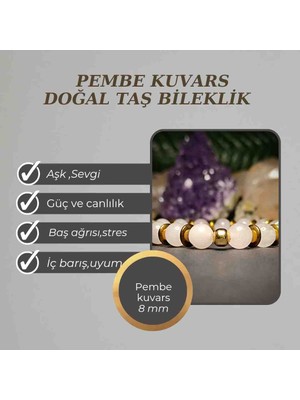 Doğal Taş Bileklik Kolye Pembe Kuvars (Aşk) Doğal Taş Bileklik