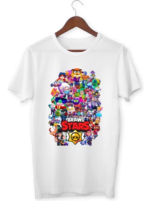 Brawl Stars Draco Edgar Spike Bull Leon Piper Colt Çocuk Yetişkin Beyaz Tişört Unisex T-Shirt