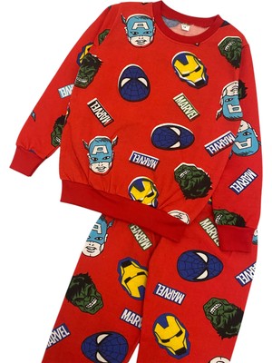 Erkek Çocuk Iki Iplik Pamuklu Şardonlu Marvel Desen Pijama Takımı