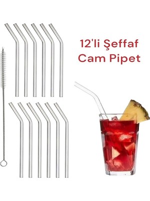 Cam Pipet 12 Adet Isıya Dayanıklı Eğimli Pipet Temizleme Fırçası Hediyeli