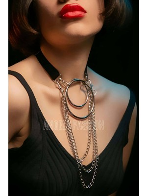 Mulvix JRT02 Harness Kolye, Şık Lastik Choker Harness, Halka Detaylı Tasma - 592 (Mulvix)