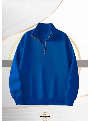 Yeni Sezon Yarım Fermuarlı Içi Şardonlu Unisex Sweatshirt