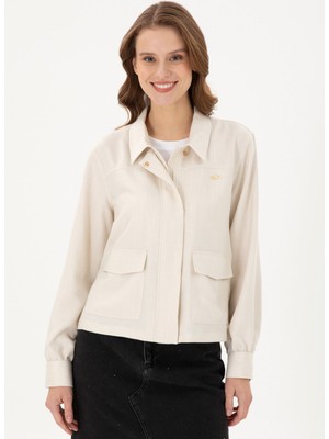 U.s. Polo Assn. Comfort Fit Bisiklet Yaka Ekru Kadın Gömlek Dream