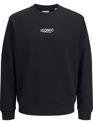 Jack&jones 12278583 Jjecharge Graphıc Sweat O-N Erkek Sweatshirt Siyah