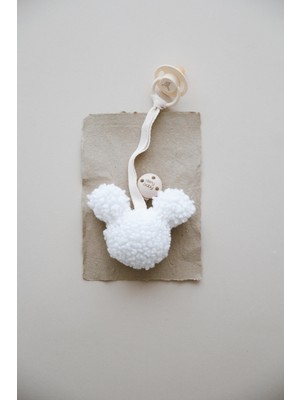 Dery Baby Teddy Moon Beyaz Souris Emzik Askısı