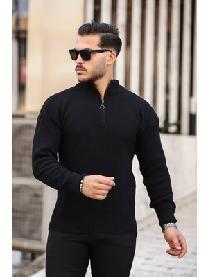 Eg38 Selanik Yarım Fermuar Kazak Siyah