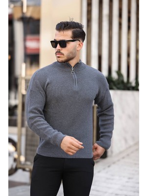 Eg38 Selanik Yarım Fermuar Kazak Füme