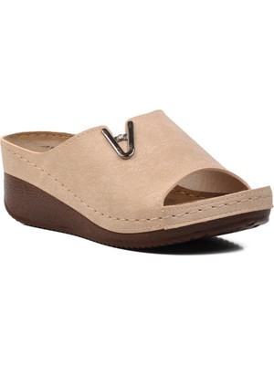 Ayakmod  Bej Kadın Terlik