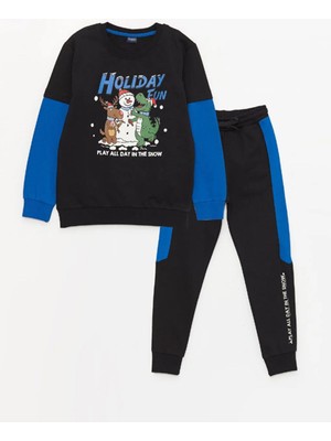 Lcw Kids Bisiklet Yaka Yılbaşı Temalı Uzun Kollu Erkek Çocuk Sweatshirt ve Eşofman ALTI_8684134158848_4-5 Yaş