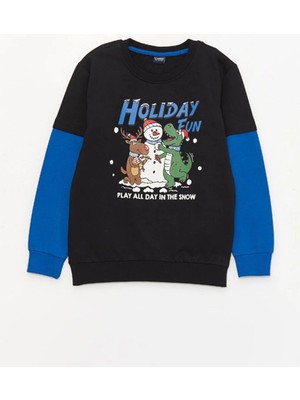 Lcw Kids Bisiklet Yaka Yılbaşı Temalı Uzun Kollu Erkek Çocuk Sweatshirt ve Eşofman ALTI_8684134158848_4-5 Yaş